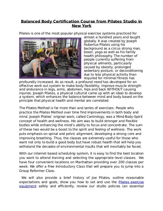 Balanced Body Certification Course Balanced Body Certification Course