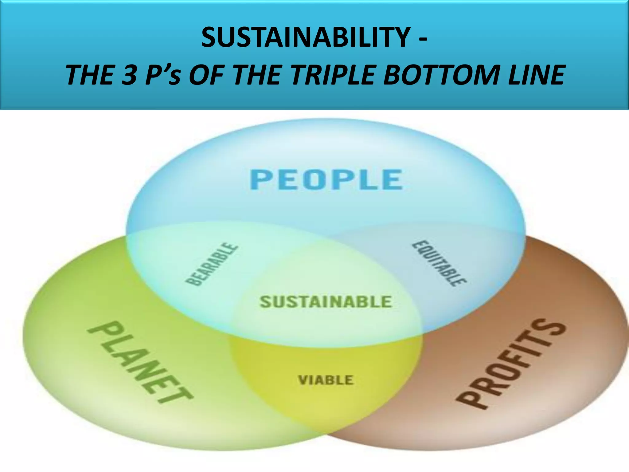 SUSTAINABILITY -
THE 3 P’s OF THE TRIPLE BOTTOM LINE
 