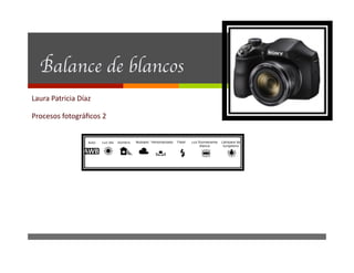  
Balance de blancos 
Laura 
Patricia 
Díaz 
Procesos 
fotográficos 
2 
 