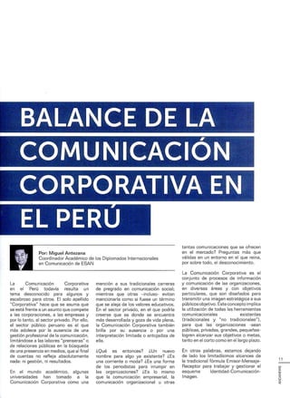 Balance de la Comunicación Corporativa en el Perú 2013 - Miguel Antezana