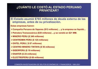Balance del proceso de privatización en el Perú. 1990 - 2000 | PDF