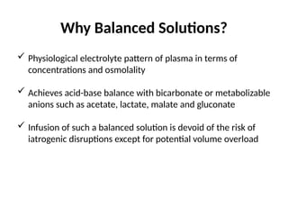 balanced fluid versus Usual crystalloid fluids | PPTX
