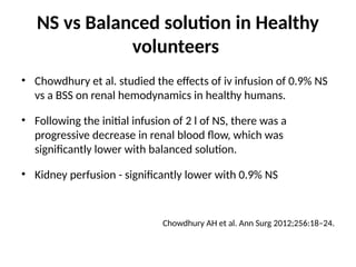 balanced fluid versus Usual crystalloid fluids | PPTX