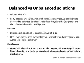 balanced fluid versus Usual crystalloid fluids | PPTX