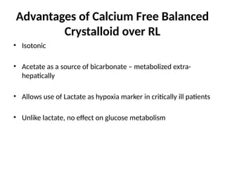 balanced fluid versus Usual crystalloid fluids | PPTX