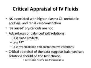 balanced fluid versus Usual crystalloid fluids | PPTX