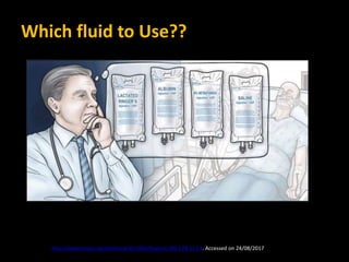 Fluid Resuscitation of Shock
Which fluid to Use??
http://www.nejm.org/doi/story/10.1056/feature.2013.09.11.14. Accessed on 24/08/2017
 