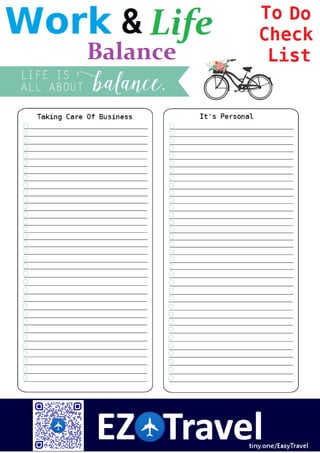 Your HQ Printable Work / Life Balance To Do Check List