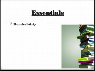 EssentialsEssentials
0 Read-ability
 