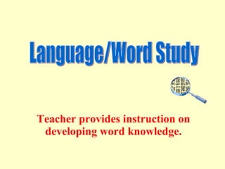 Teacher provides instruction on developing word knowledge. Language/Word Study 