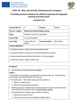 stay 3e balanced nutrition lesson plans book