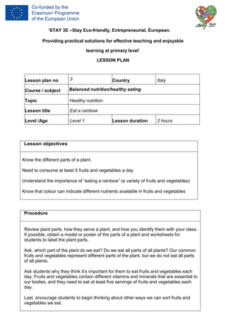 STAY 3E Balanced nutrition lesson plans' book