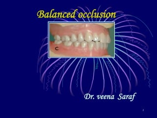 1
Balanced occlusion
Dr. veena Saraf
 