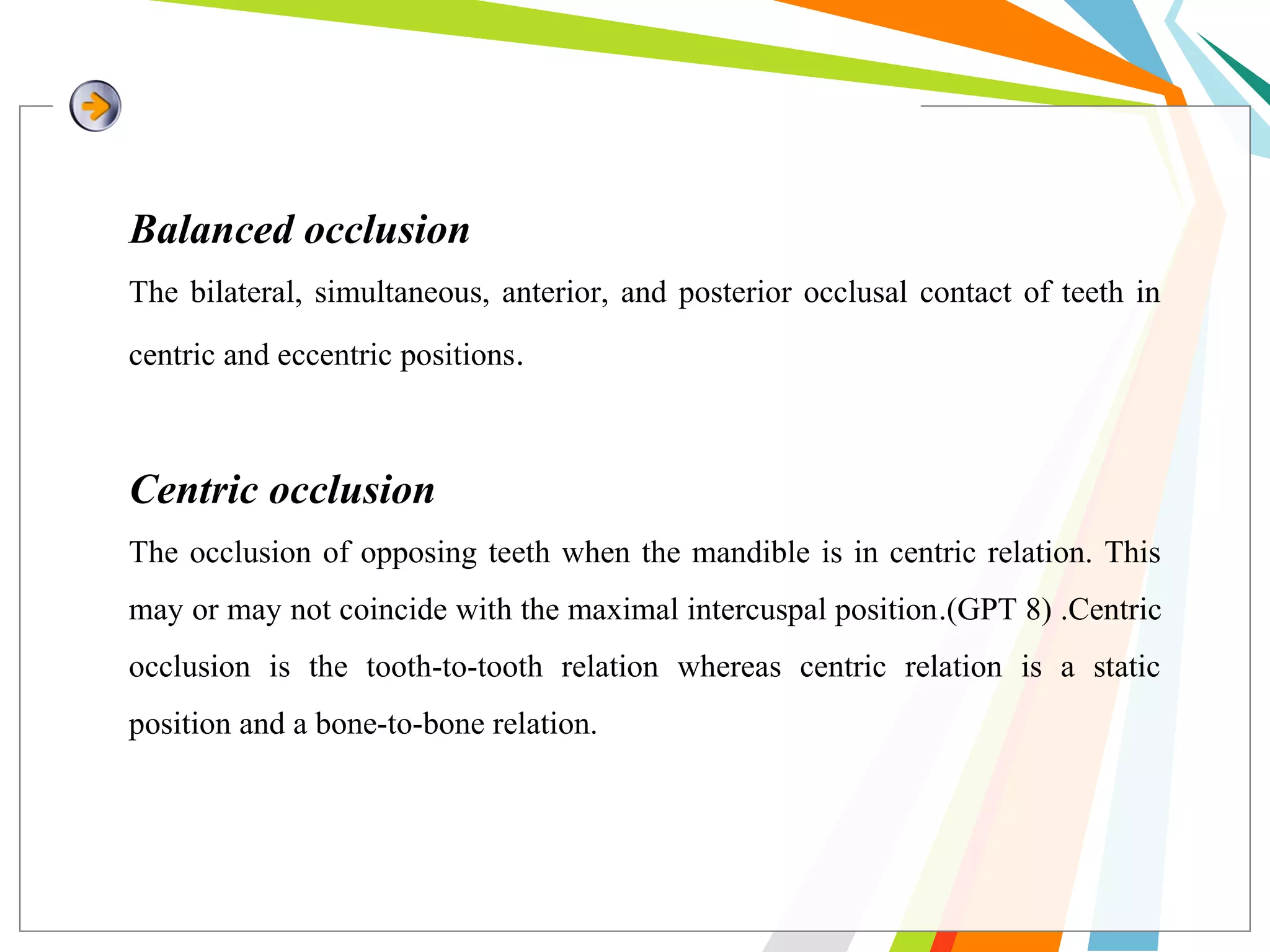 Balanced occlusion and its importance PPT