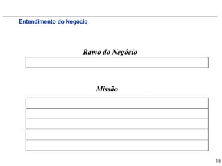 Entendimento do Negócio




                     Ramo do Negócio



                          Missão




                                       18
 
