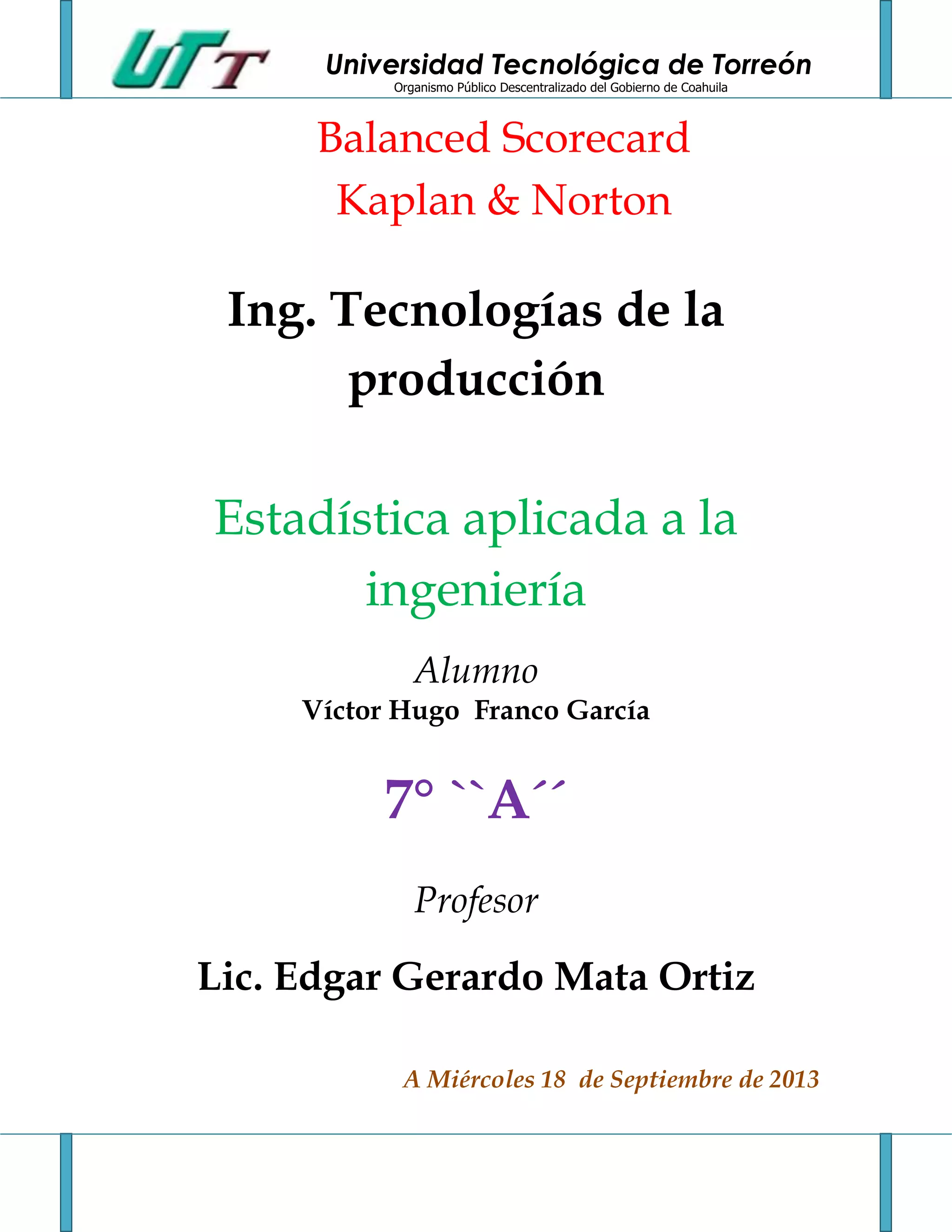 Balanced scorecard kaplan & norton | DOCX