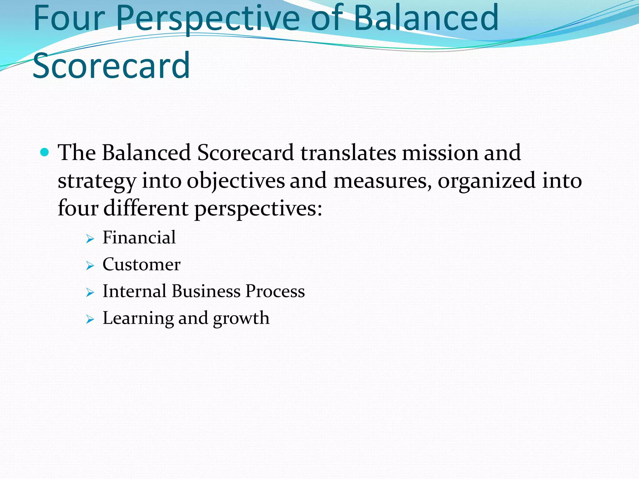 Statement of what strategy must achieve and what’s critical to its successDiagram of the cause and effect relationships between strategic objectives (Strategy Map)How success in achieving the strategy will be measured and trackedThe level of performance or rate of improvement neededKey action programs required to achieve objectivesStrategic Theme: Operating EfficiencyFinancialProfitabilityMorecustomersFewer planesCustomerFlight Is on timeLowest pricesObjectivesTargetInitiativeMeasurementInternal30 Minutes