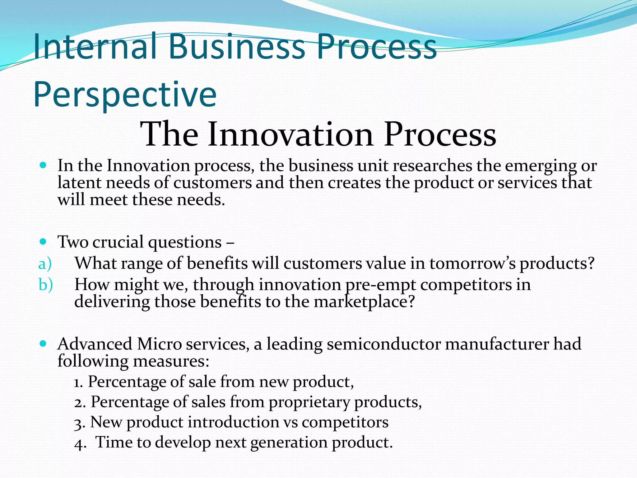 Identifying performance that should be rewardedTypes of MeasurementsDefinitionExampleMeasure TypeIntermediate outcomes that predicts or drive bottom-line performance resultsLeadingEmployee turnover rateBottom-line performance results resulting from actions takenLaggingEmployee satisfaction ratingAmount of Investments, assets, equipment, labor hours, or budget dollars usedInputNumber of cashiersUnits of a product or service rendered - a measure of yieldOutputNumber of Value Meal orders fulfilledResulting effect (benefit) of the use or application of an outputOutcomeCustomer satisfaction ratingObjective / QuantitativeEmpirical indicators of performanceWait timePerceptions and evaluations of major customers and stakeholdersCustomer complaints received as a % of total customers servedSubjective / Qualitative