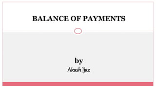 BALANCE OF PAYMENTS
by
Akash Ijaz
 