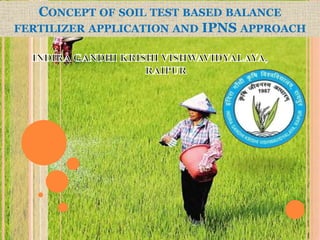 CONCEPT OF SOIL TEST BASED BALANCE
FERTILIZER APPLICATION AND IPNS APPROACH
 