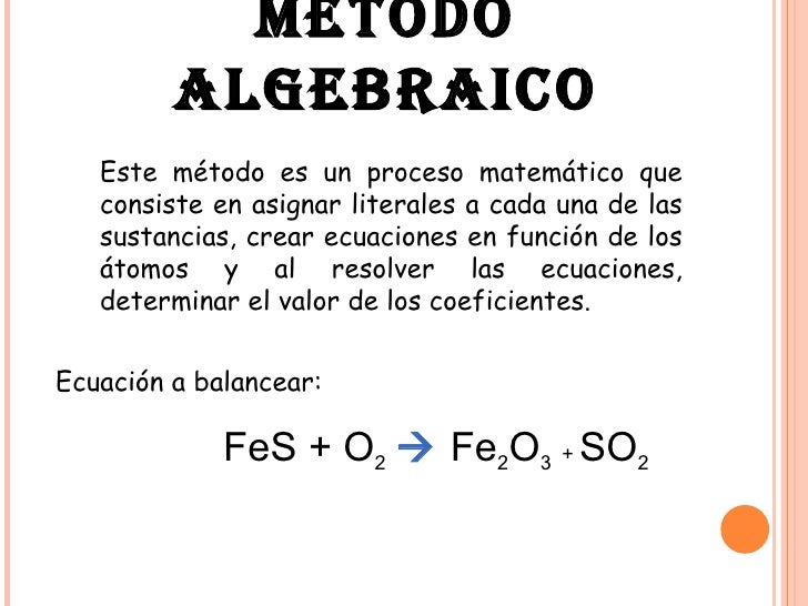 Balanceo de ecuaciones