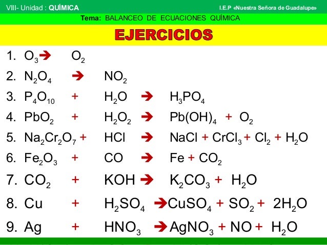Balanceo de ecuaciones químicas