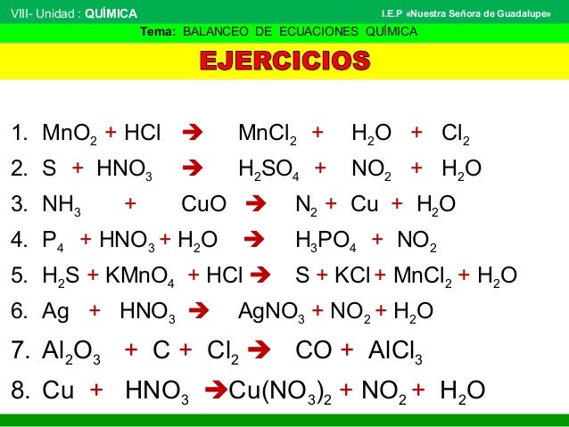 Balanceo de ecuaciones químicas