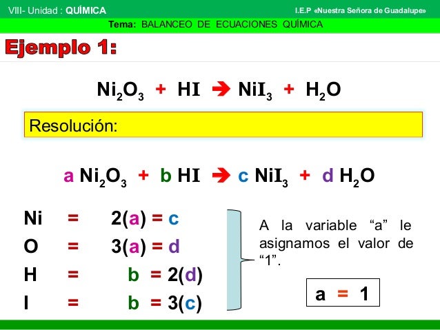 Balanceo de ecuaciones químicas