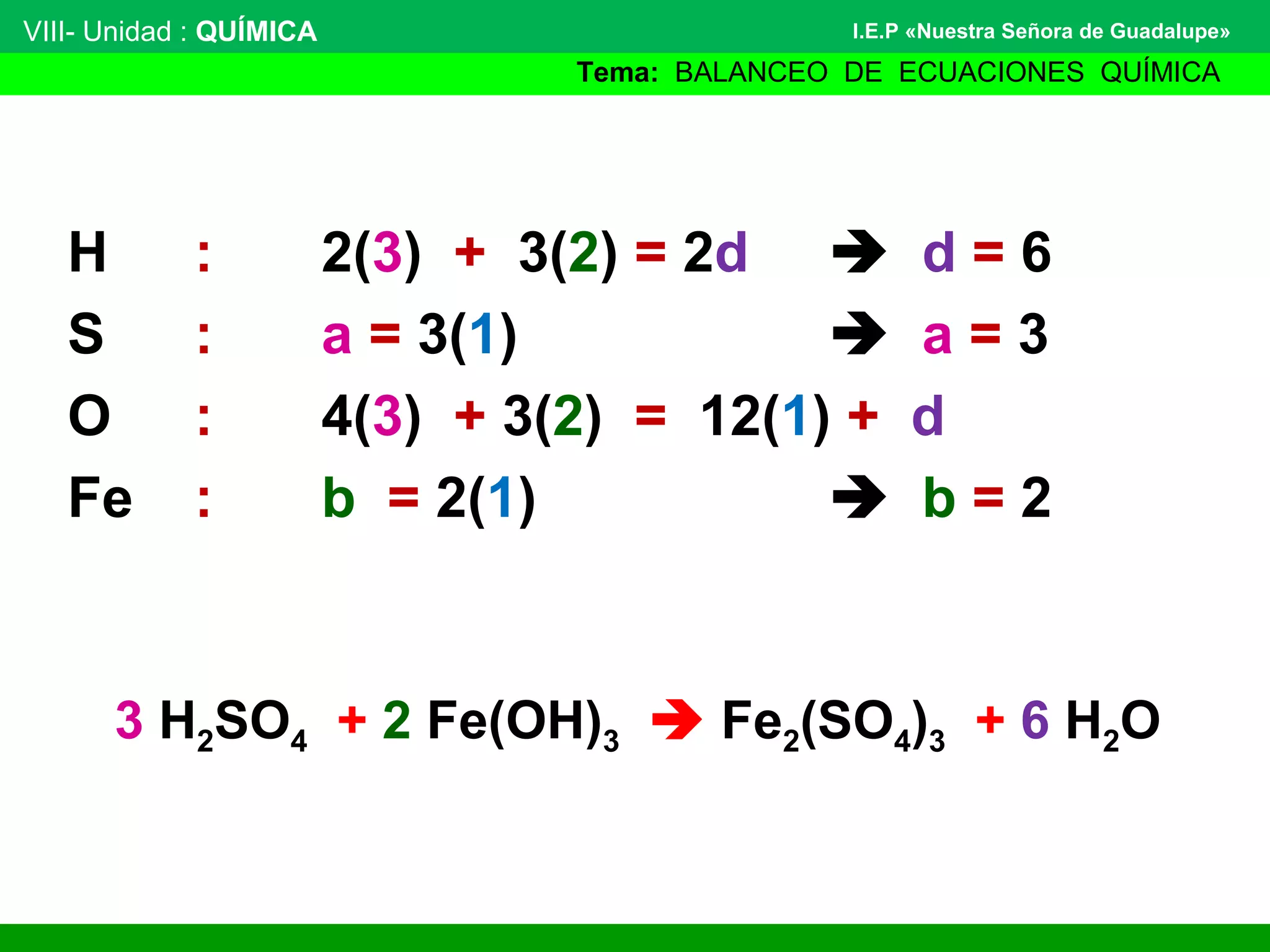 Balanceo de ecuaciones químicas i | PPT