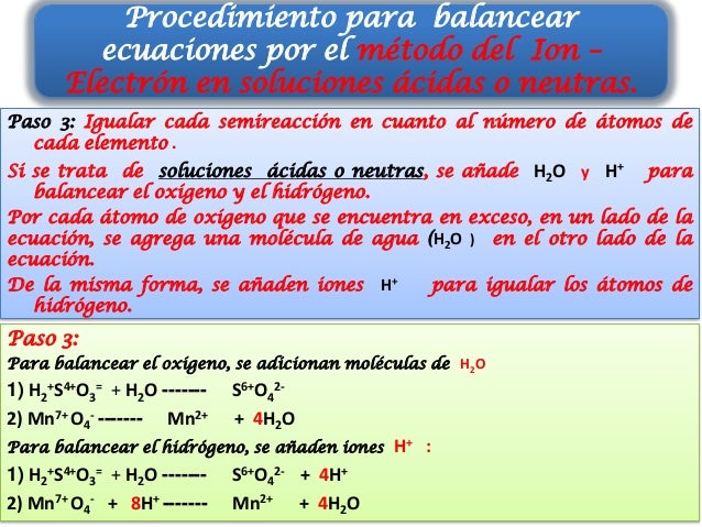 Balanceo de ecuaciones químicas por el método del ión