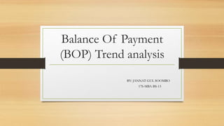 Balance Of Payment
(BOP) Trend analysis
BY: JANNAT GUL SOOMRO
17S-MBA-BS-13
 