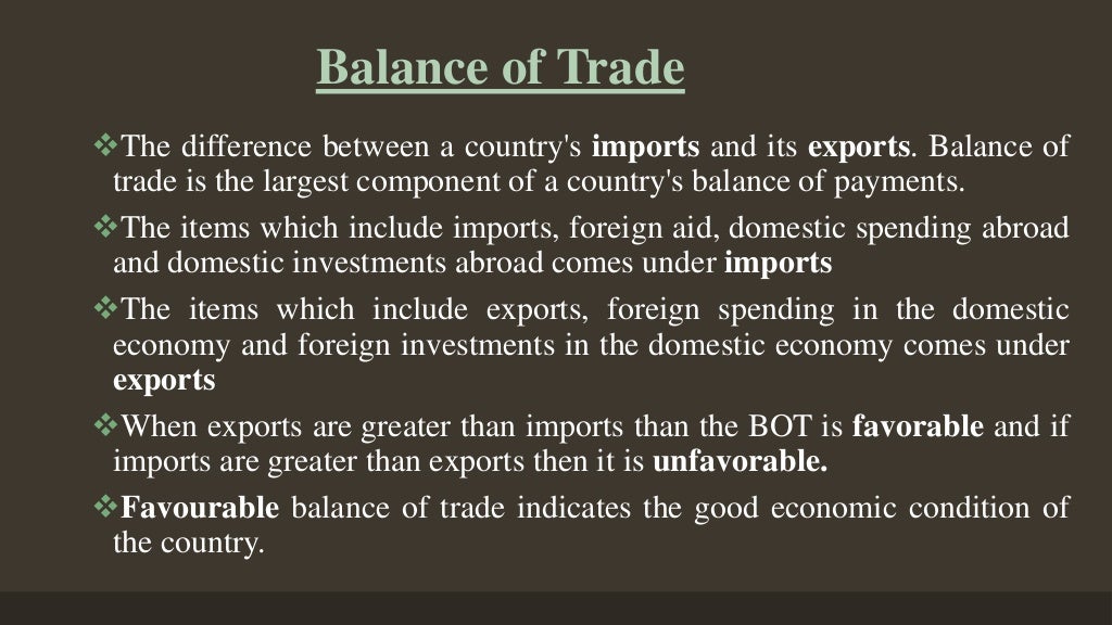 Brief PPT on Balance of payment Vs Balance of Trade