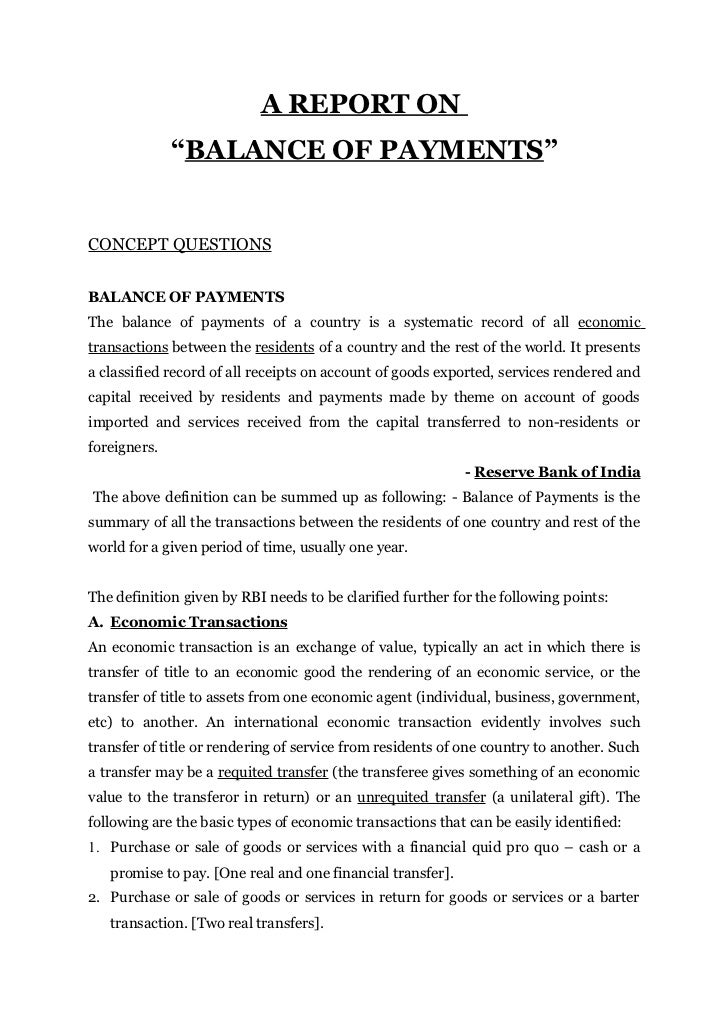 Essay balance of payment