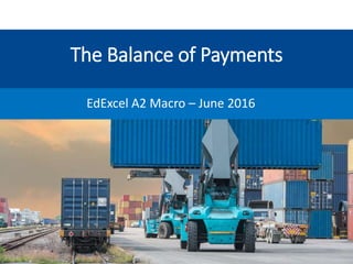 The Balance of Payments
EdExcel A2 Macro – June 2016
 