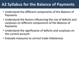 A2 Macroeconomics - Revision on the Balance of Payments