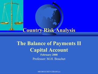 MH BOUCHET/CERAM (c)
Country Risk Analysis
The Balance of Payments II
Capital Account
February 2008
Professor: M.H. Bouchet
 