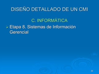DISEÑO DETALLADO DE UN CMI
C. INFORMÁTICA
 Etapa 8. Sistemas de Información
Gerencial
36
 
