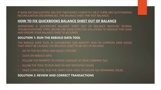 Fixing QuickBooks Balance Sheet Out of Balance: Essential Guide PPTX