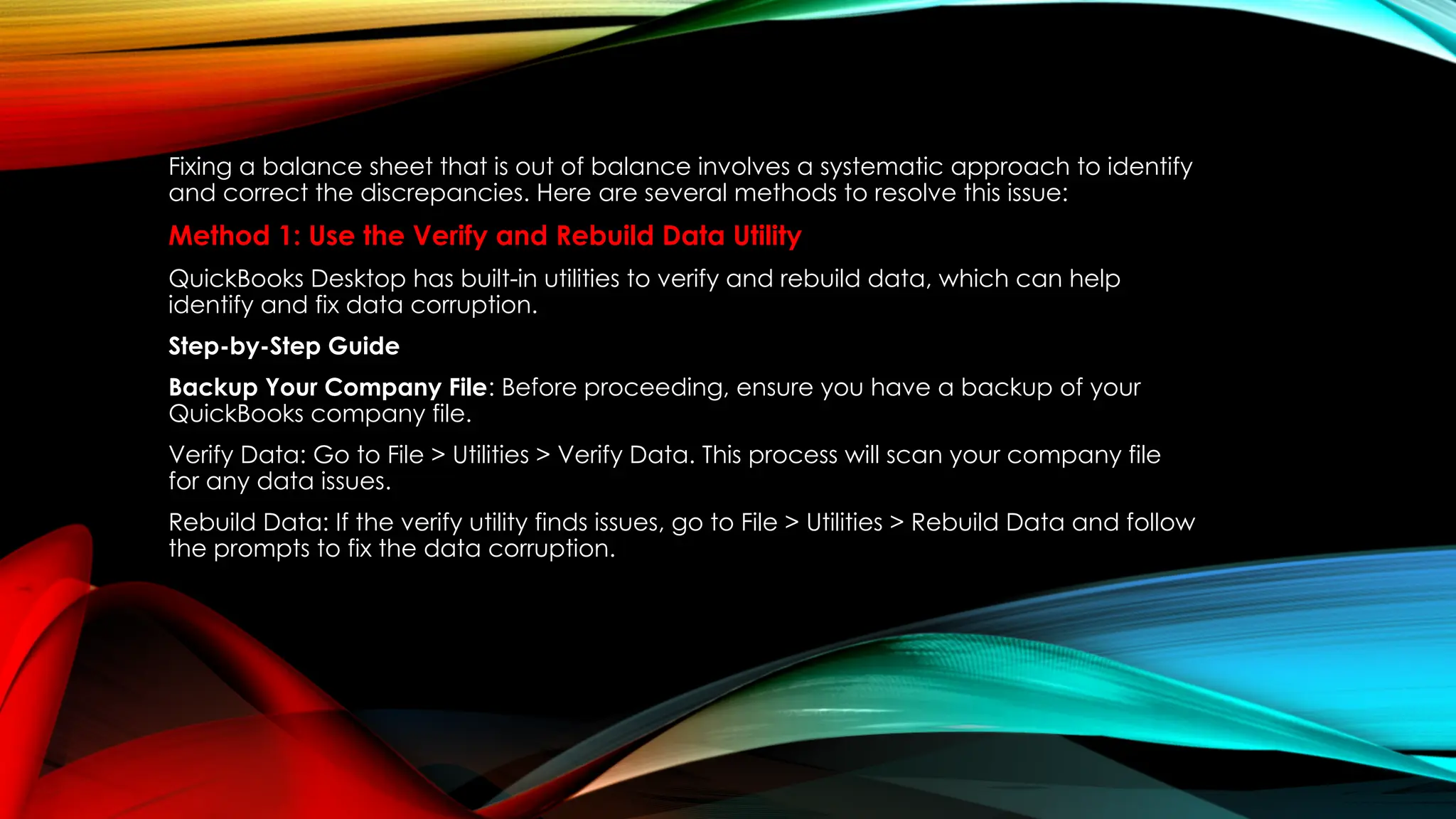 Fix Beginning Balance Issues In Quickbooks Desktop Fixing Balance Sheet Out of Balance in QuickBooks Desktop | PPT