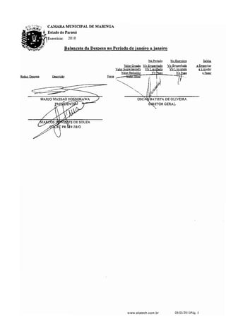Balancete Janeiro 2010