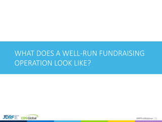#NPProWebinar 11
WHAT DOES A WELL-RUN FUNDRAISING
OPERATION LOOK LIKE?
 