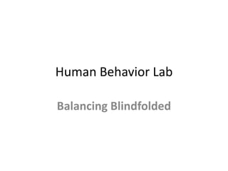 Human Behavior Lab

Balancing Blindfolded
 