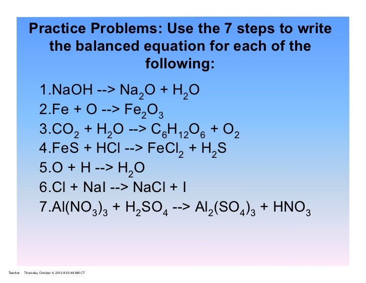 Balancing equations