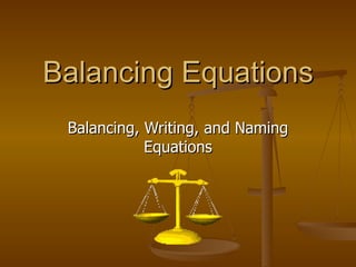 Balancing Equations Balancing, Writing, and Naming Equations 