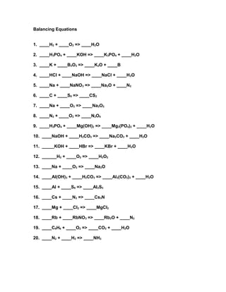 Balancing equations worksheet | PDF
