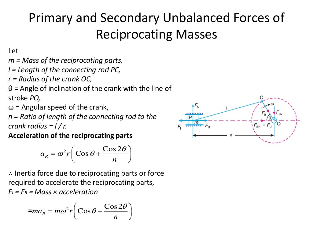 Balancing of reciprocating masses