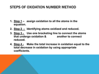 Redox Method Steps Balancing redox equations copy | PPTX