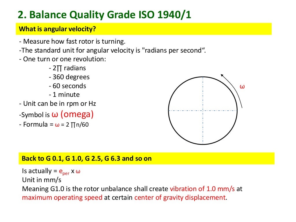 Balancing requirement according to iso 1940