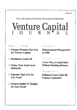Balancing Risk & Return Tom Nastas Article In Us Venture Capital Journal