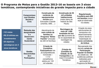 Balanço de primeiro ano do governo de Fernando Haddad 2013- Prefeitura de  São Paulo